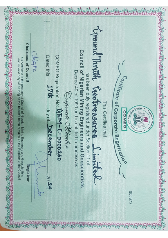 COMEG certificate